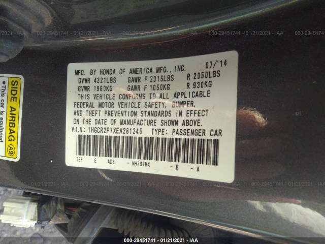 Photo 8 VIN: 1HGCR2F7XEA281245 - HONDA ACCORD SDN 