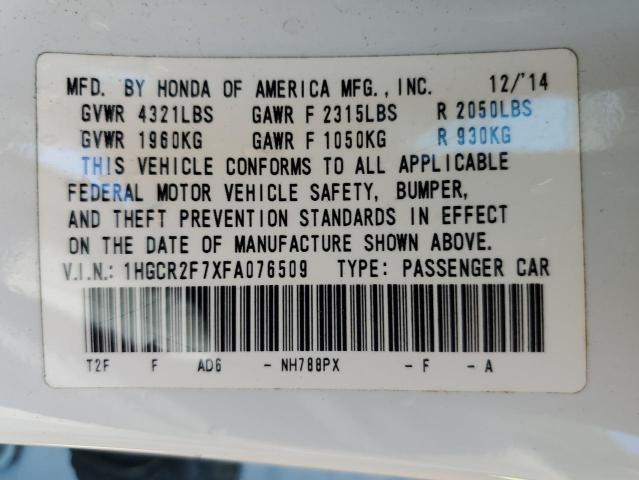 Photo 11 VIN: 1HGCR2F7XFA076509 - HONDA ACCORD EX 