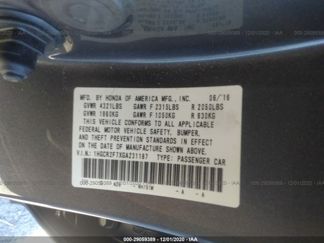 Photo 8 VIN: 1HGCR2F7XGA231187 - HONDA ACCORD SEDAN 