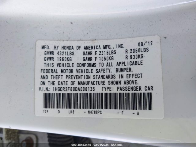 Photo 8 VIN: 1HGCR2F80DA006135 - HONDA ACCORD 