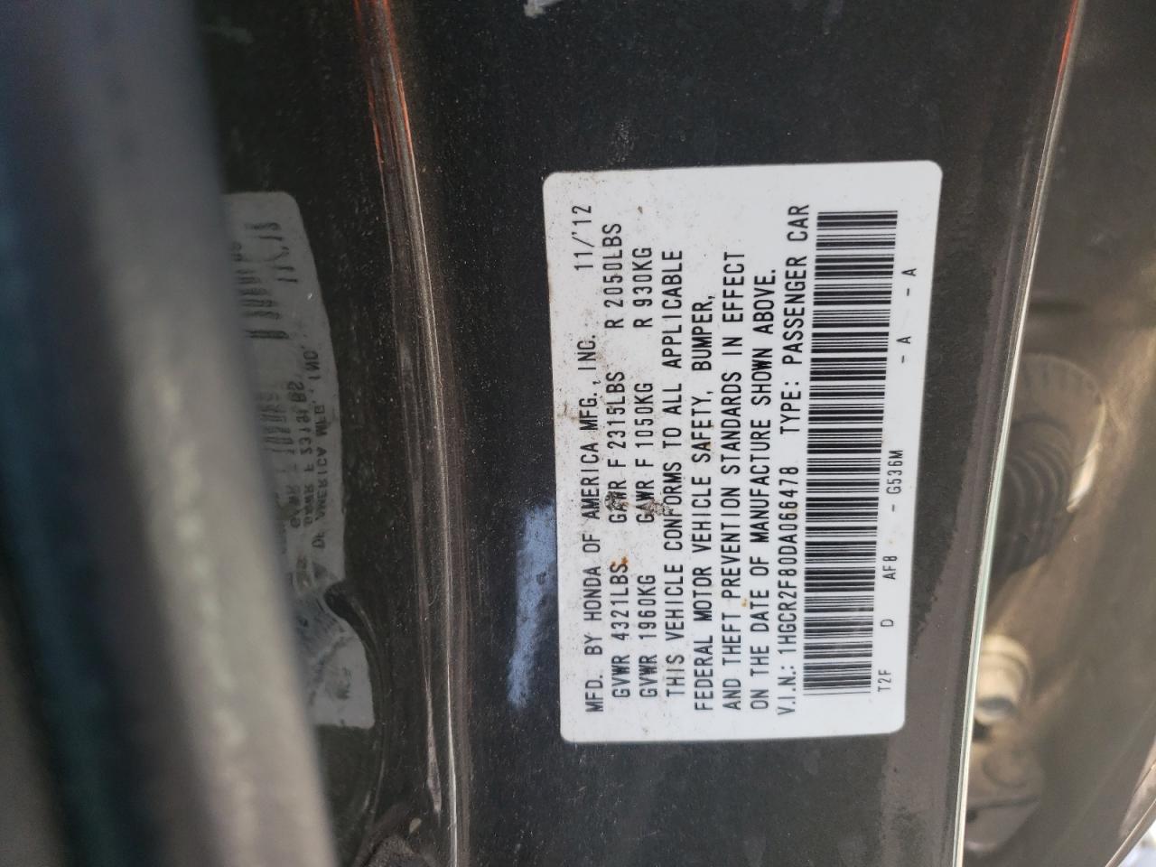 Photo 11 VIN: 1HGCR2F80DA066478 - HONDA ACCORD 