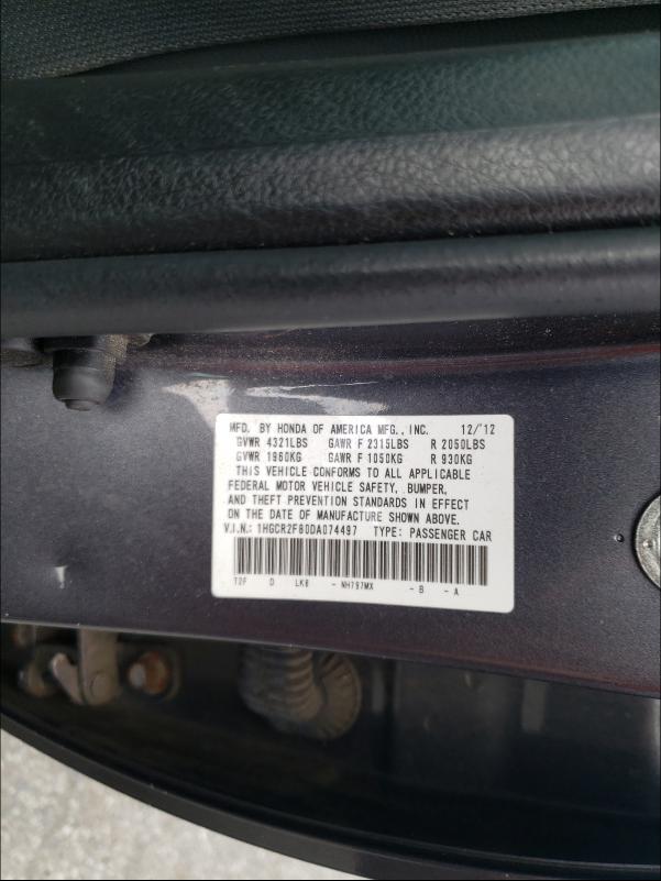 Photo 9 VIN: 1HGCR2F80DA074497 - HONDA ACCORD EXL 