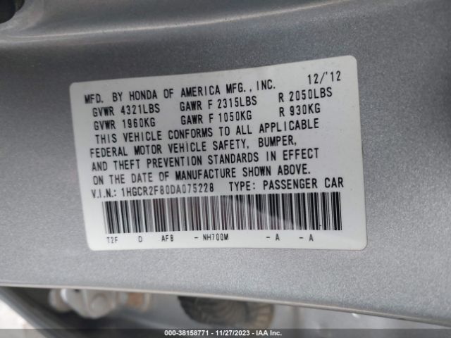 Photo 8 VIN: 1HGCR2F80DA075228 - HONDA ACCORD 