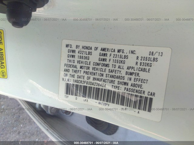 Photo 8 VIN: 1HGCR2F80DA236404 - HONDA ACCORD SDN 