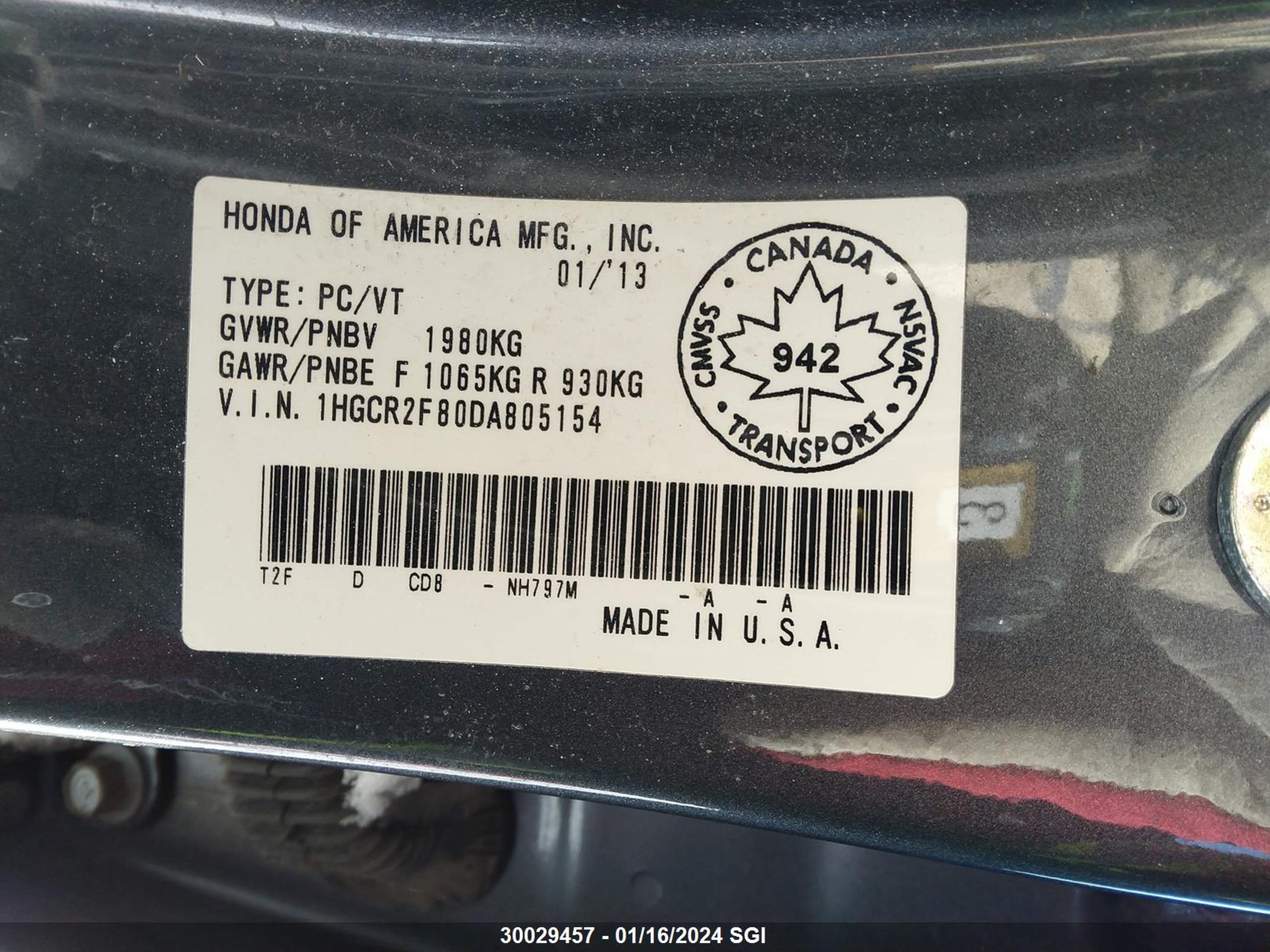 Photo 8 VIN: 1HGCR2F80DA805154 - HONDA ACCORD 