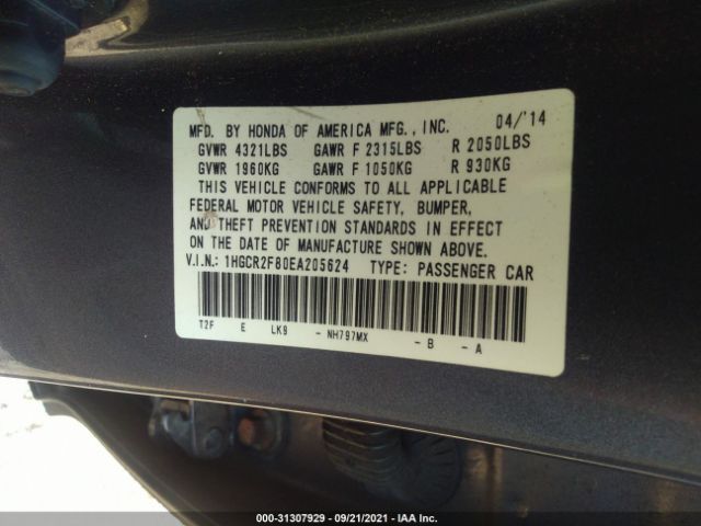 Photo 8 VIN: 1HGCR2F80EA205624 - HONDA ACCORD SEDAN 