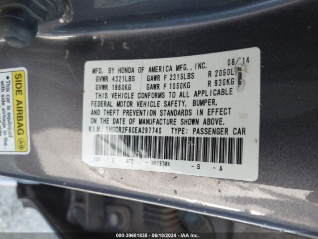 Photo 8 VIN: 1HGCR2F80EA297740 - HONDA ACCORD 