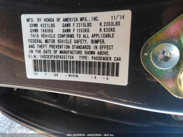 Photo 8 VIN: 1HGCR2F80FA057704 - HONDA ACCORD 