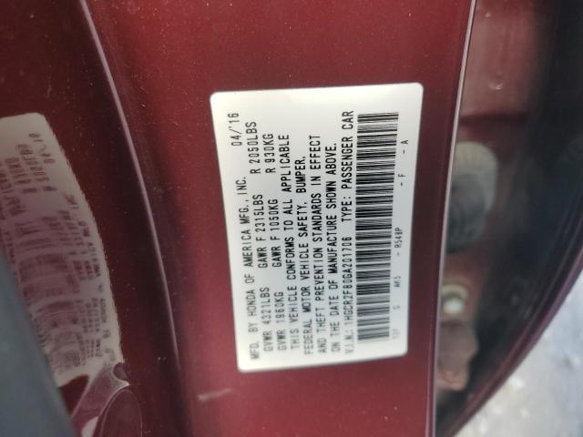 Photo 12 VIN: 1HGCR2F80GA201706 - HONDA ACCORD EXL 