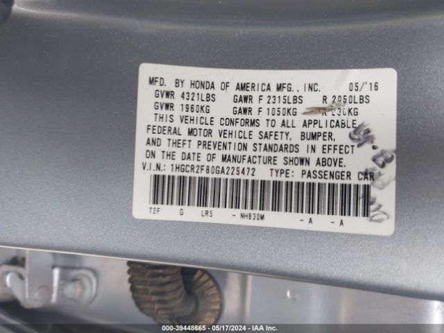 Photo 8 VIN: 1HGCR2F80GA225472 - HONDA ACCORD 