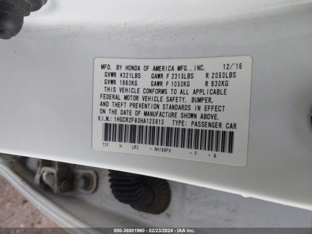 Photo 8 VIN: 1HGCR2F80HA125910 - HONDA ACCORD 