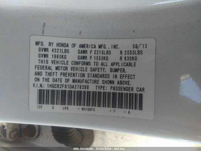 Photo 8 VIN: 1HGCR2F81DA278399 - HONDA ACCORD 