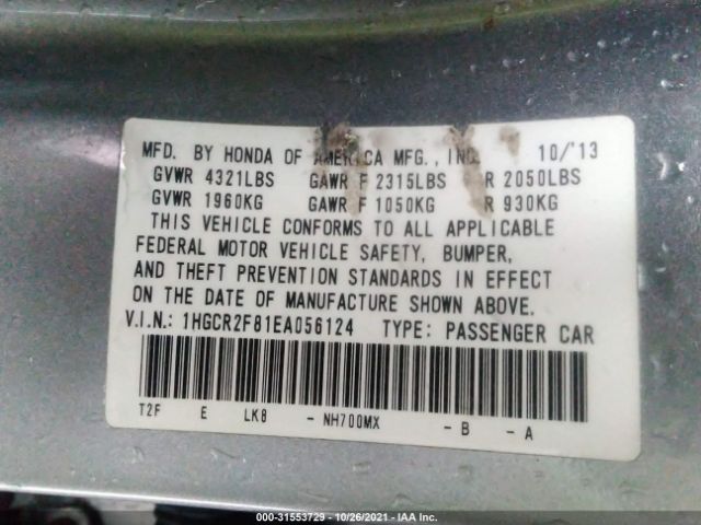 Photo 8 VIN: 1HGCR2F81EA056124 - HONDA ACCORD SEDAN 