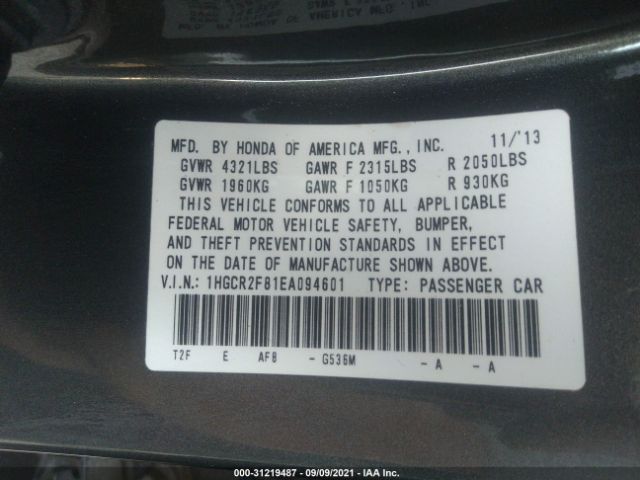 Photo 8 VIN: 1HGCR2F81EA094601 - HONDA ACCORD SEDAN 