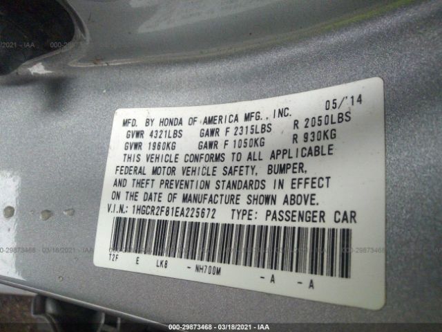 Photo 8 VIN: 1HGCR2F81EA225672 - HONDA ACCORD SEDAN 