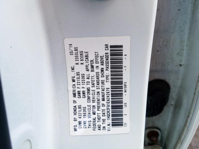 Photo 9 VIN: 1HGCR2F81EA242679 - HONDA ACCORD EXL 