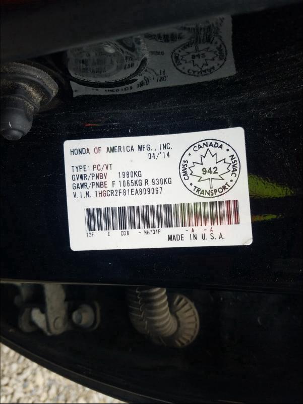 Photo 9 VIN: 1HGCR2F81EA809067 - HONDA ACCORD EXL 