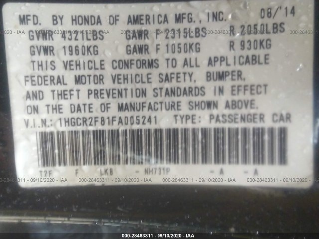 Photo 8 VIN: 1HGCR2F81FA005241 - HONDA ACCORD SEDAN 