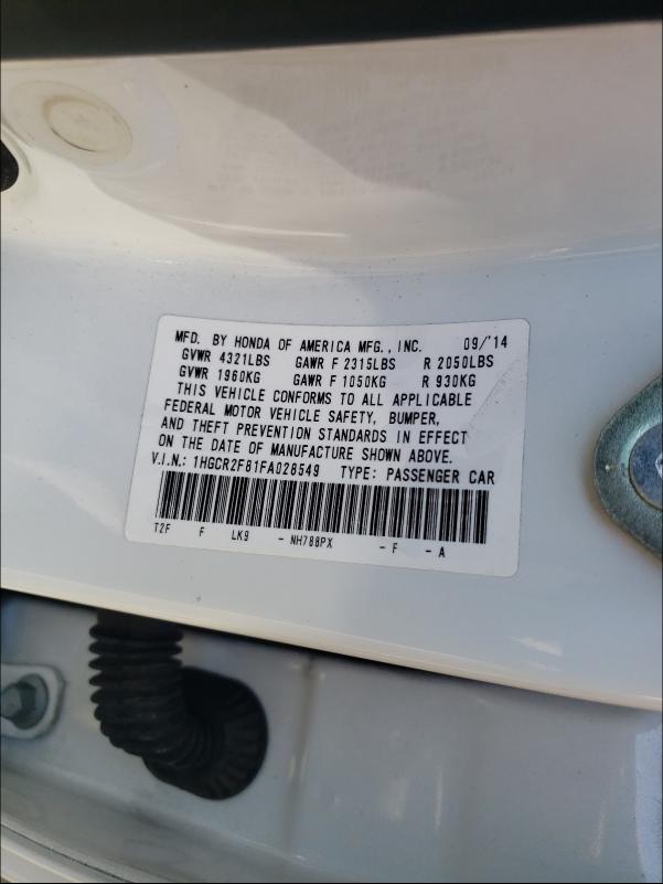 Photo 9 VIN: 1HGCR2F81FA028549 - HONDA ACCORD EXL 