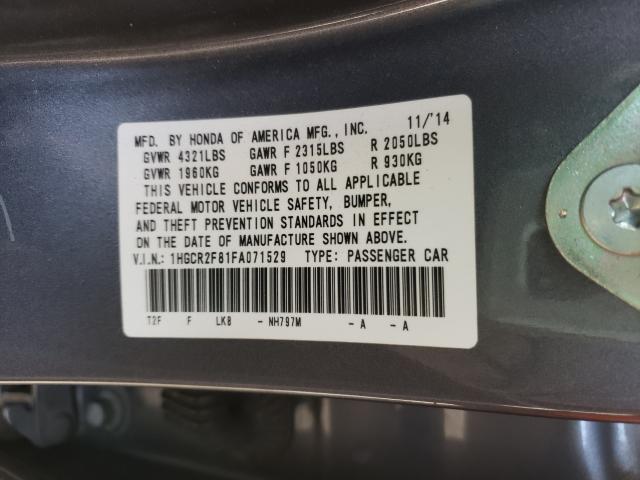 Photo 9 VIN: 1HGCR2F81FA071529 - HONDA ACCORD EXL 