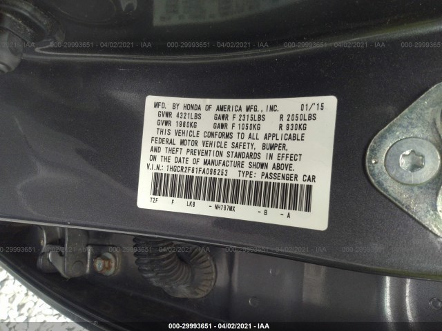 Photo 8 VIN: 1HGCR2F81FA096253 - HONDA ACCORD SEDAN 