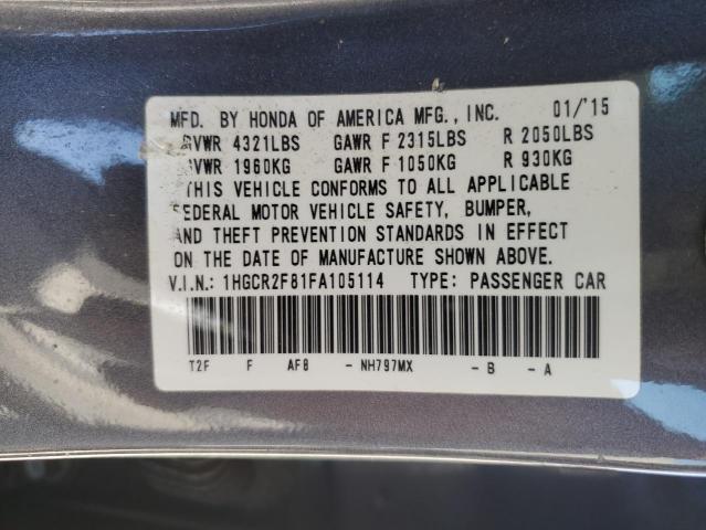 Photo 12 VIN: 1HGCR2F81FA105114 - HONDA ACCORD EXL 