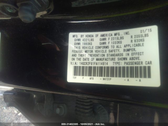 Photo 8 VIN: 1HGCR2F81FA114914 - HONDA ACCORD SEDAN 