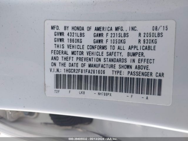 Photo 8 VIN: 1HGCR2F81FA261606 - HONDA ACCORD 