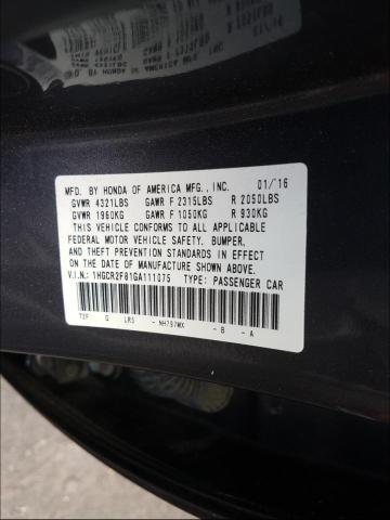 Photo 9 VIN: 1HGCR2F81GA111075 - HONDA ACCORD EXL 