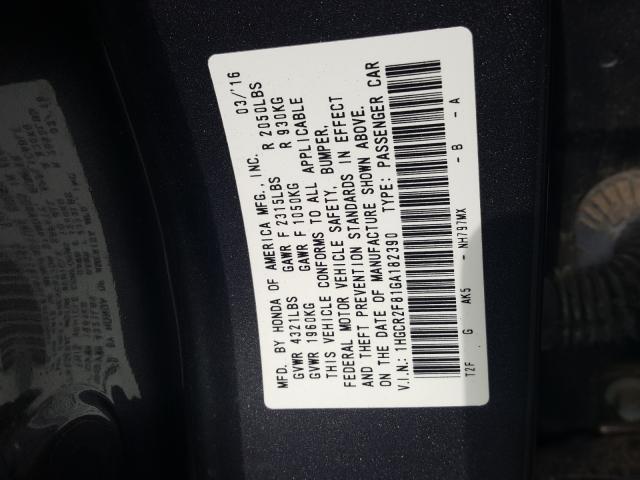 Photo 9 VIN: 1HGCR2F81GA182390 - HONDA ACCORD EXL 