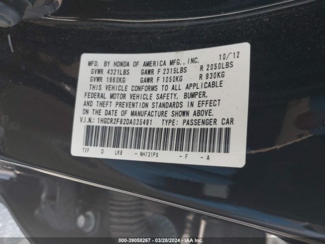 Photo 8 VIN: 1HGCR2F82DA035491 - HONDA ACCORD 