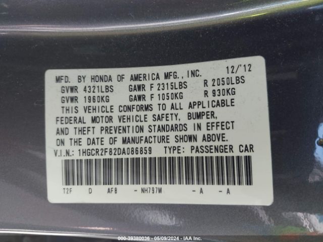 Photo 8 VIN: 1HGCR2F82DA086859 - HONDA ACCORD 