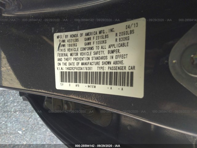 Photo 8 VIN: 1HGCR2F82DA178361 - HONDA ACCORD 