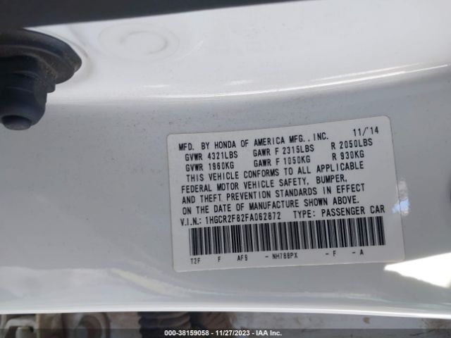 Photo 8 VIN: 1HGCR2F82FA062872 - HONDA ACCORD 