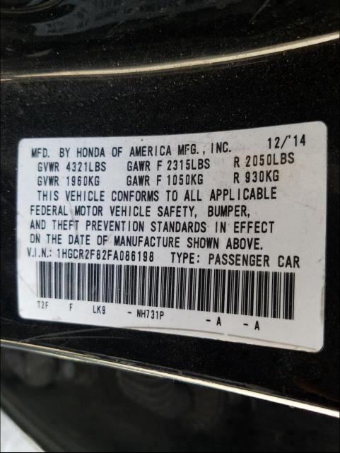 Photo 9 VIN: 1HGCR2F82FA086198 - HONDA ACCORD EXL 