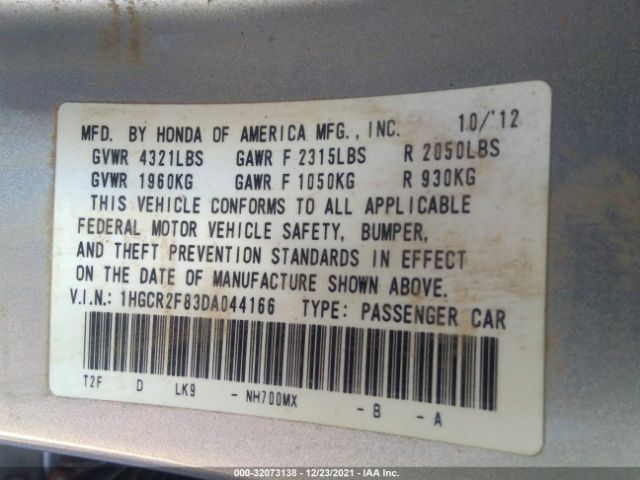 Photo 8 VIN: 1HGCR2F83DA044166 - HONDA ACCORD SDN 