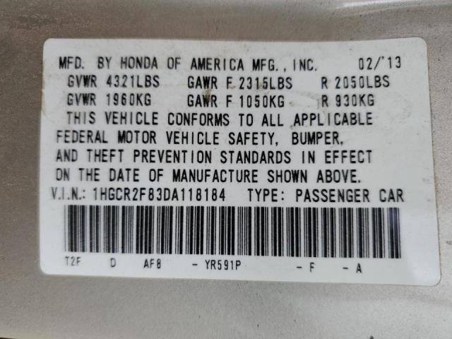 Photo 9 VIN: 1HGCR2F83DA118184 - HONDA ACCORD EXL 