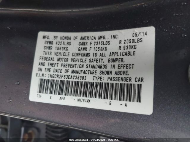 Photo 8 VIN: 1HGCR2F83EA238083 - HONDA ACCORD 