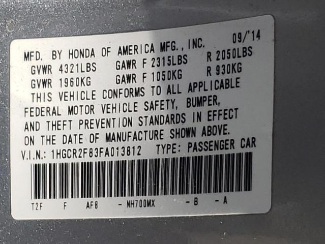 Photo 9 VIN: 1HGCR2F83FA013812 - HONDA ACCORD EXL 