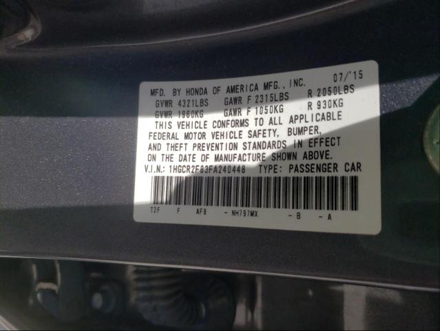 Photo 9 VIN: 1HGCR2F83FA240448 - HONDA ACCORD EXL 