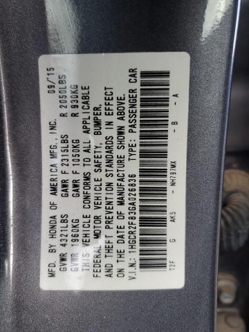 Photo 12 VIN: 1HGCR2F83GA026836 - HONDA ACCORD EXL 