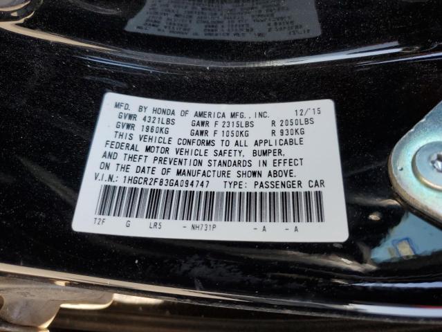 Photo 11 VIN: 1HGCR2F83GA094747 - HONDA ACCORD EXL 