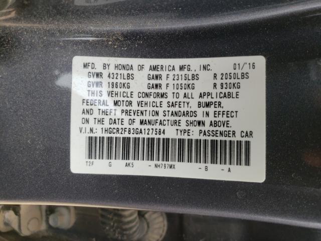 Photo 9 VIN: 1HGCR2F83GA127584 - HONDA ACCORD EXL 