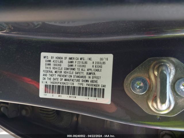 Photo 8 VIN: 1HGCR2F83GA231136 - HONDA ACCORD 