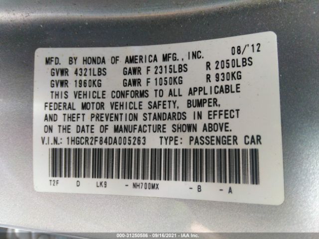 Photo 8 VIN: 1HGCR2F84DA005263 - HONDA ACCORD SDN 