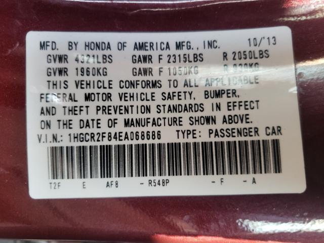 Photo 9 VIN: 1HGCR2F84EA068686 - HONDA ACCORD EXL 