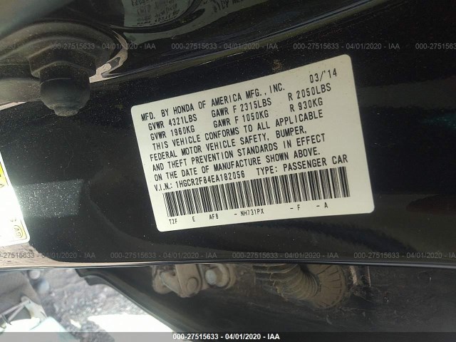 Photo 8 VIN: 1HGCR2F84EA182056 - HONDA ACCORD SEDAN 