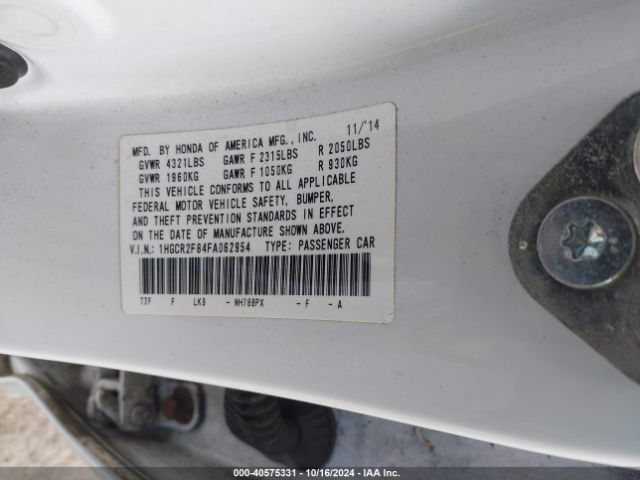 Photo 8 VIN: 1HGCR2F84FA062954 - HONDA ACCORD 