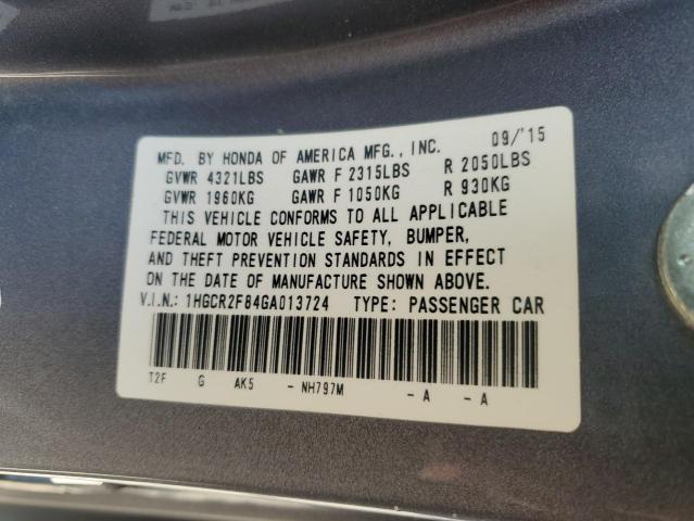 Photo 12 VIN: 1HGCR2F84GA013724 - HONDA ACCORD EXL 