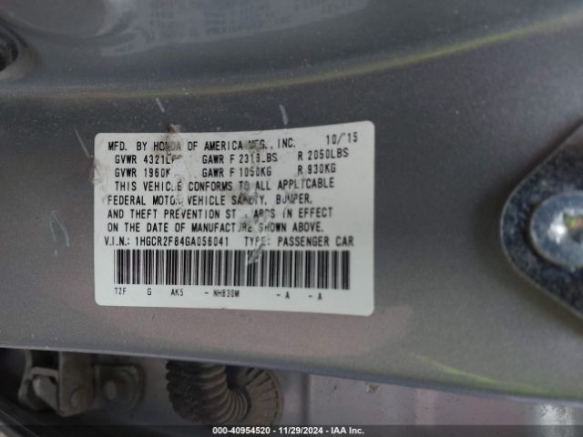 Photo 8 VIN: 1HGCR2F84GA056041 - HONDA ACCORD 